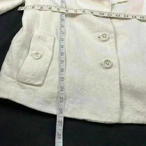 Talbots cream linen fully lined blazer with 3 button closure, 2 pockets size 14 - Picture 9 of 11